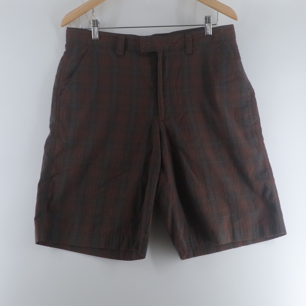 Patagonia Plaid Shorts Mens 30 Brown Textured Outdoor Casual Excellent